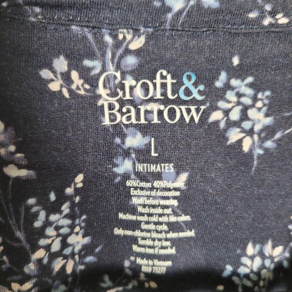 Croft & Barrow Pajama Set Womens Large Navy Blue Floral Extra Soft 2 Piece New - Picture 4 of 16